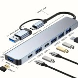 Cumpara ieftin Hub USB 7-in-1, USB-C, USB 2.0/USB 3.0, Ultra-Subtire. Viteza Mare, Transfer Rapid De Date, Compatibil Cu PC, Mac, Laptop Lenovo, Dell, HP, Asus, Acer