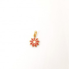 Pandantiv discret in forma de floare placat cu aur Red foto
