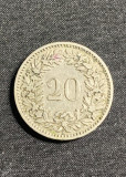 Moneda 20 rappen 1894 Elvetia, Europa