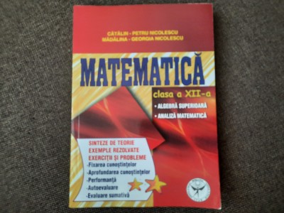 CATALIN PETRU NICOLESCU MATEMATICA CLASA A XII A ALGEBRA/ANALIZA foto