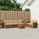 vidaXL Set de canapele de exterior cu pernă 7 pcs Natural și Bej 3384049