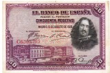 Spania 50 Pesetas 1928, P-75, Seria 6305793, Bancnota veche