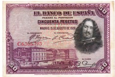 Spania 50 Pesetas 1928 P-75 Seria 6305793 foto