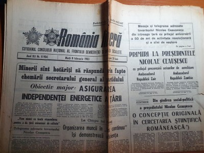 romania libera 8 februarie 1983-articolul tara isi omagiaza presedintele foto