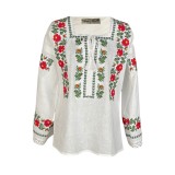 Bluza tip ie dama B23, alb cristal/rosu Bluza tip ie dama B23, alb cristal/rosu, marimea M
