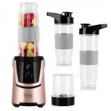 Blender personal Fakir Dynamic, 600W, 2 Vase (570 ml si 400 ml), Rasnita, Cutite inox, fara BPA, Roz