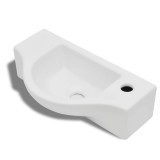 Cumpara ieftin Chiuveta de baie din ceramica, gaura pentru robinet si preaplin, alb