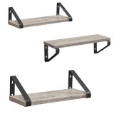 VASAGLE Raft de perete, set 3 bucati 30cm, 35cm si 40cm, 2 moduri de montare, gri si negru Household NewTrend