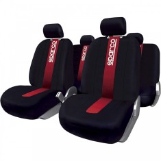 Huse scaune auto Spider Sparco, 9 piese, poliester, Negru/Rosu foto