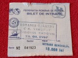 Bilet meci fotbal ROMANIA - IRLANDA 29.04.1997 (meci tineret)