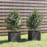 Set 2 Jardiniere Gradina Gossi, 31x31x31cm, Lemn Pin Masiv, Gri, Ghiveci Flori Exterior Interior, Rezistent