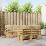 vidaXL Set de canapele de exterior 7 pcs Alb și Bej 3391978