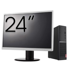Pachet Calculator Second Hand LENOVO V520s SFF, Intel Core i3-7100 2.80GHz, 8GB DDR4, 256GB SSD, DVD-ROM + Monitor 24&amp;quot; NewTechnology Media