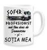 Cana alba personalizata &quot;Sofer profesionist, ma tem doar de Dumnezeu si sotia mea&quot;, INOVATIX&reg;. 330ml, Oem