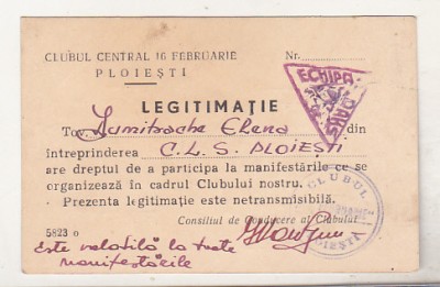 bnk div Clubul Central 16 februarie Ploiesti - legitimatie - foto