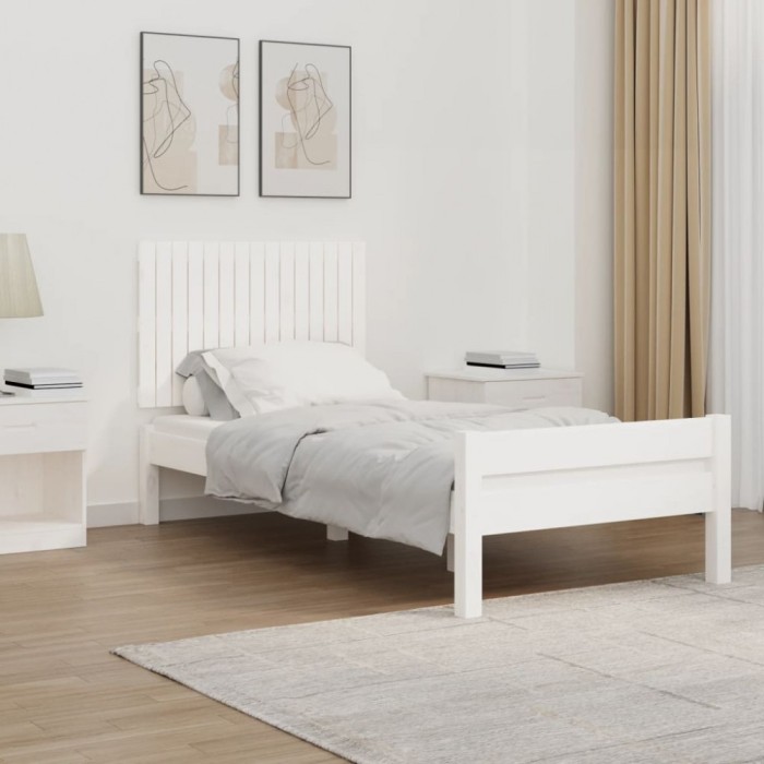 vidaXL Tăblie de pat pentru perete, alb, 95,5x3x60 cm, lemn masiv pin 824834