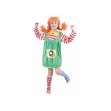 Costum carnaval Pippi pentru copii, marime 120/130 cm, (7-9 Ani)