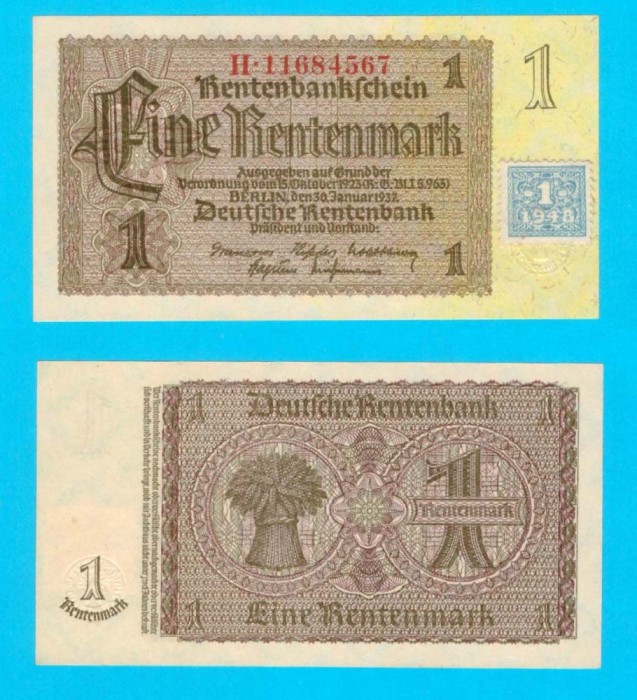 Germania RDG (pick 1) 1 Deutsche Mark 1948 UNC serie: H.11684567; Ocupația Rusească