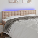 VidaXL Tăblie de pat cu LED cappuccino 200x5x78/88 cm piele ecologică
