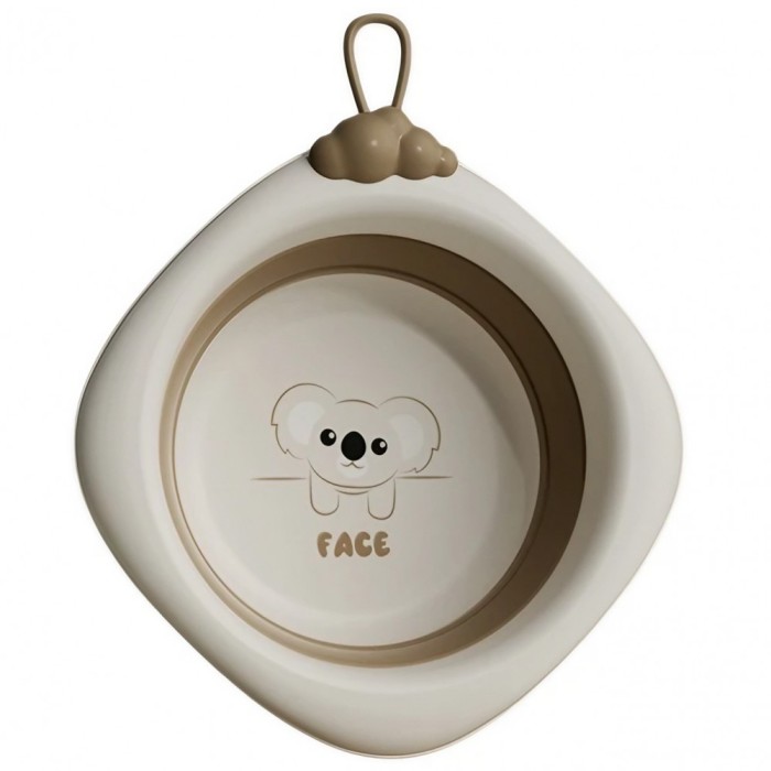 Cada pliabila pentru baie pentru copii, flippy, cadita pentru bebelusi, model romb pentru fata koala, maro, 30x30x3.5 cm, 4l