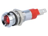 Lampă de control LED concav roşie 24-28V, IP67, &Oslash;8,2mm