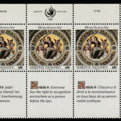 Natiunile Unite Vienna 1989-Drepturile omului Art.6,dant,MNH,Mi.97Zf1-97Zf3