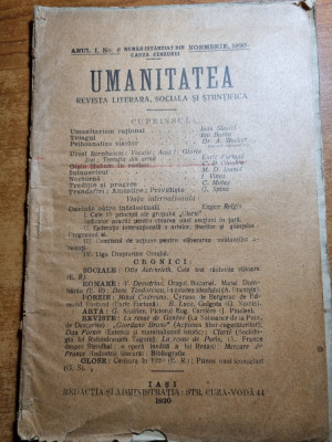 revista umanitatea noiembrie 1920 - anul 1,nr, 6-ioan slavici,ion barbu foto