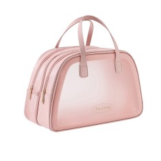 Geanta Cosmetice de Voiaj, Cyrax, Dubla Compartimentare, Impermeabila, Translucida Mata, 35 x 22 x 15 cm, Roz
