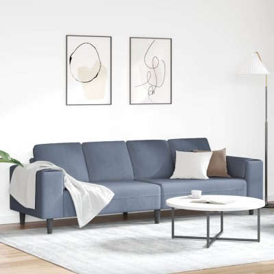 Sofa din material textil cu pernă albastru 208 cm Țesătură de catifea foto