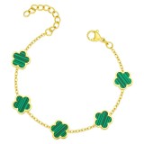 Cumpara ieftin Bratara Emerald Bloom, Otel Placat cu Aur 18K - 87716-0