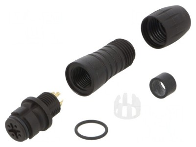Conector circular mamă 4 pini aurit 2.5A foto