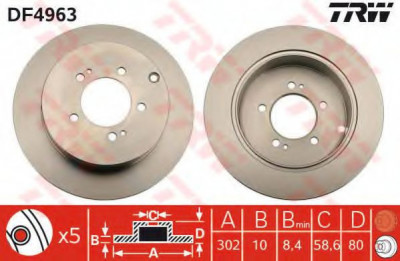 Disc frana MITSUBISHI OUTLANDER II (CW) (2006 - 2012) TRW DF4963 foto