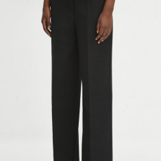 Medicine pantaloni femei, culoarea negru, lat, high waist