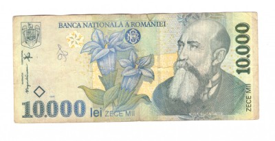 Bancnota 10000 lei 1999, circulata, stare buna foto