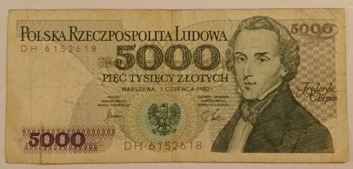 Bancnota Polonia - 5000 Zlotych 1982
