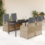 vidaXL Set mobilier pentru grădină, 5 piese, cu perne, bej, poliratan 3212404