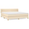 Pat box spring cu saltea, crem, 160x200 cm, material textil