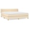 Pat box spring cu saltea, crem, 160x200 cm, material textil