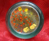 PRESPAPIER STICLA CU DECOR FLORAL 7 CM