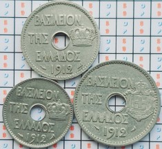 set 3 monede Grecia 5, 10, 20 lepta 1912 - km 62 63 64 - A033 foto