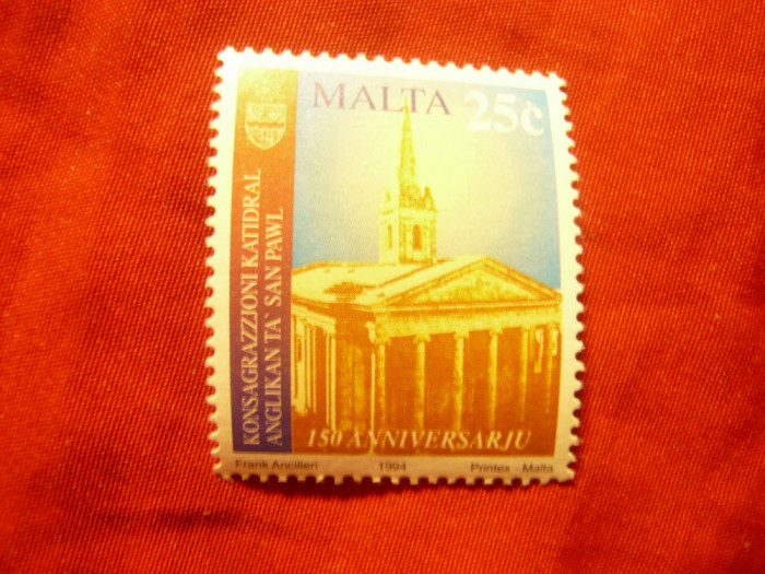 Timbru Malta 1994 - Catedrala St Paul , val. 25 C