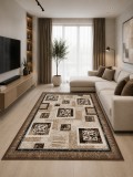 Cumpara ieftin Covor Luna 1835-12, 60x110 cm, Crem Maro, Polipropilena, Inaltime Fir 6mm, Antialergic