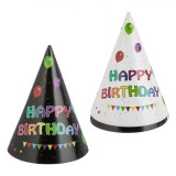 Coifuri Petrecere Carton, Happy Birthday, Set 6 Bucăți, Multicolor, 16cm, Oem