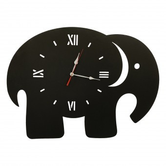 Ceas de perete metalic Krodesign Elephant, diametru 70 cm, negru foto