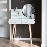 Masa de toaleta si machiaj Siena, alba, cu 2 sertare, oglinda, 80x40x121 cm Household NewTrend