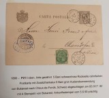 Romania 1890 - Carte postala circulata BUCURESTI-CHAUX DE FONDS