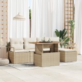 vidaXL Set Canapea Grădină cu pernă Manual 6 pcs Bej și crem Mediu