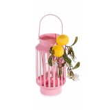 Cumpara ieftin Felinar metal roz decorat cu Lamai &Oslash; 12 cm x 31.5 H