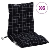 Cumpara ieftin Perne scaun cu spatar mic, 6 buc., negru carouri, textil oxford