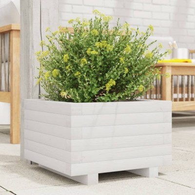 vidaXL Jardinieră de grădină, alb, 40x40x26,5 cm, lemn masiv de pin 847289 foto